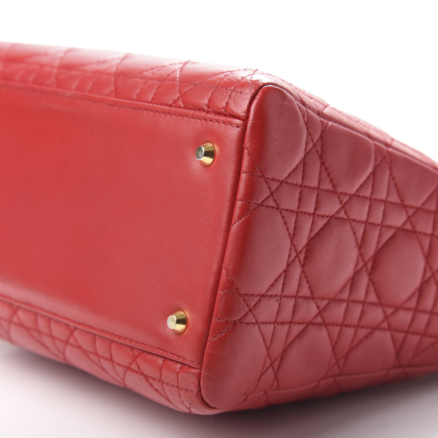 Christian Dior Lambskin Cannage Medium Lady Dior Red 7 of 9