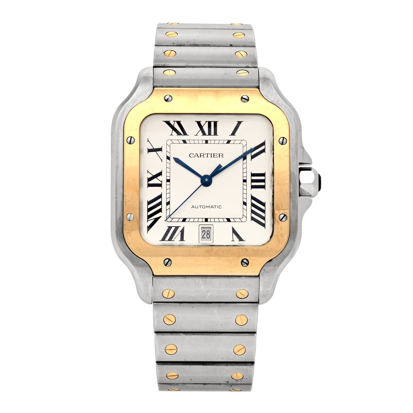 Stainless Steel 18K Yellow Gold 39.8mm Santos De Cartier Automatic Watch