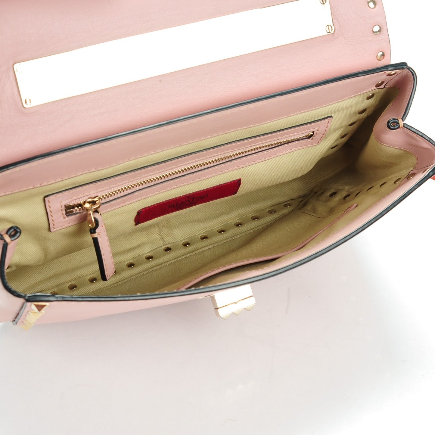 Vitello Rockstud Chain Strap Shoulder Bag Blush