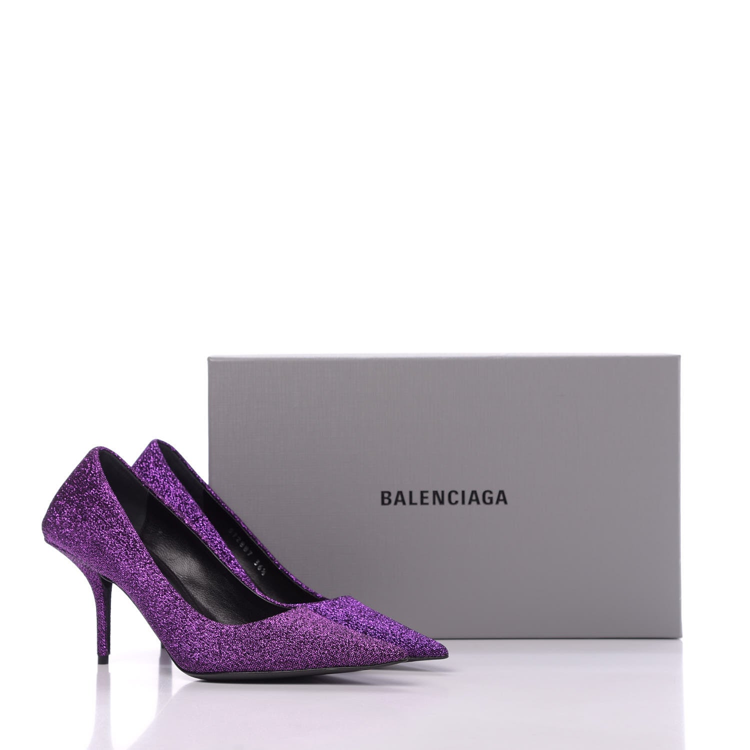 Balenciaga Shiny Fabric Square Knife 80mm Pumps 36.5 Purple 11 of 11