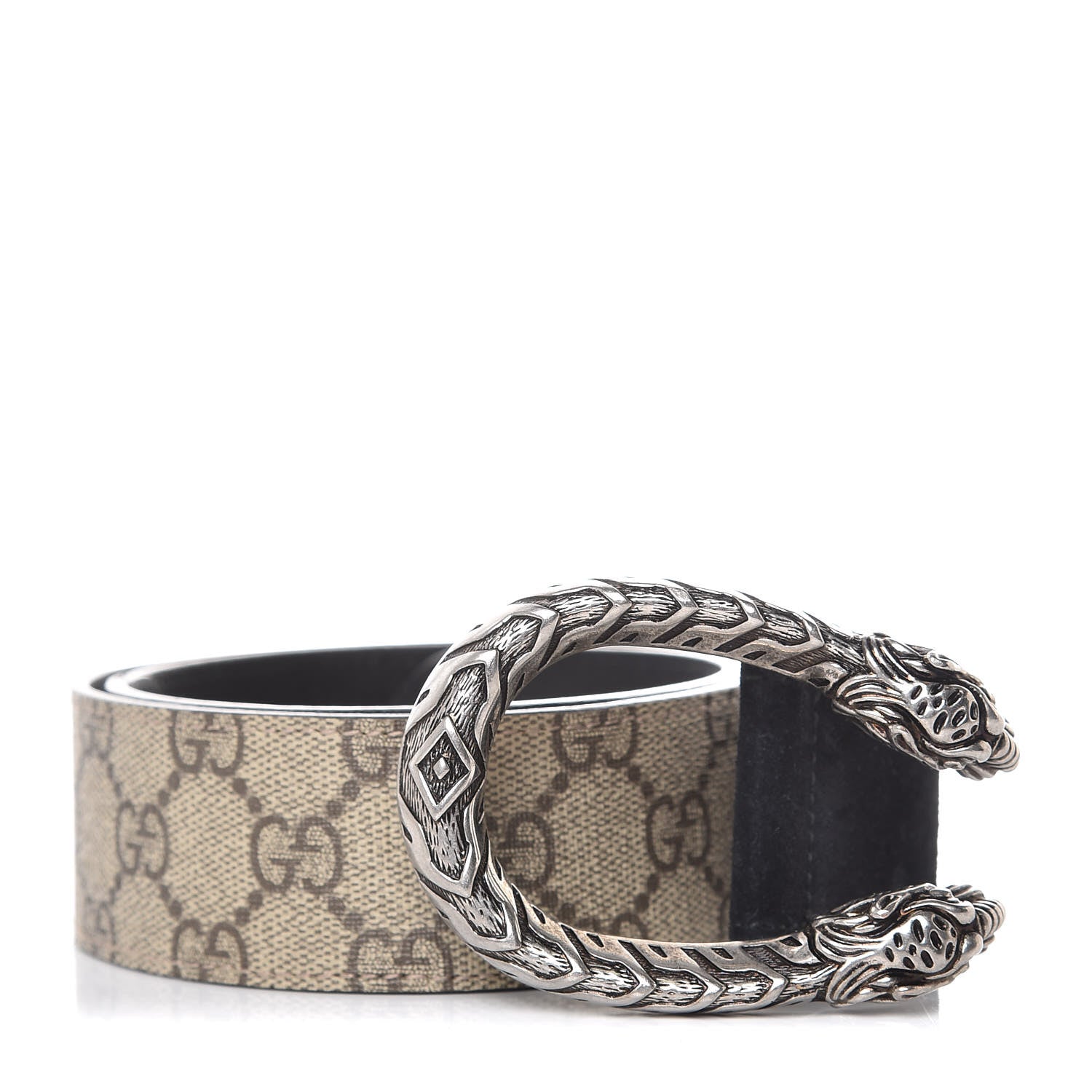 Gucci GG Supreme Monogram Suede Dionysus 40mm Belt 70 28 Beige Black 1 of 6