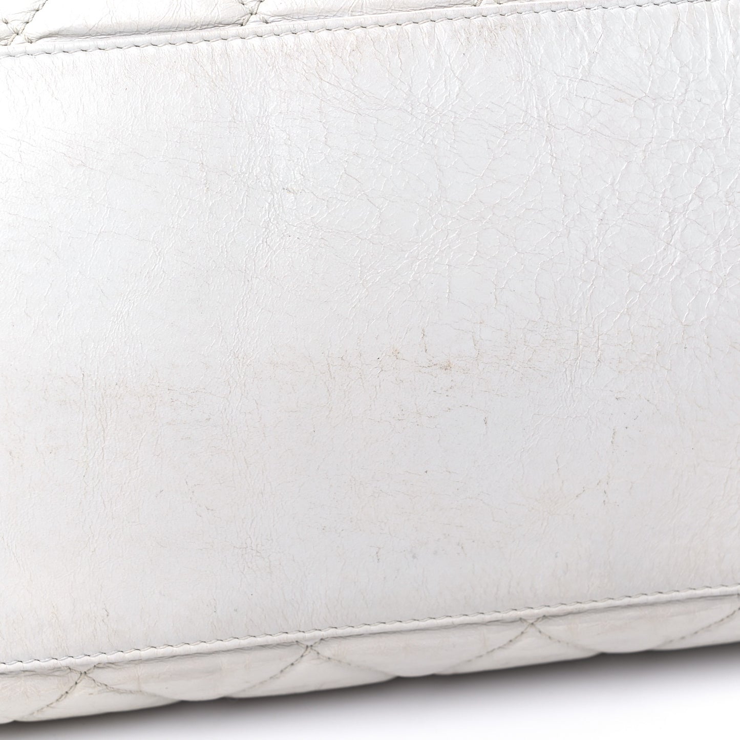 Glazed Calfskin Quilted Large Chain Me Hobo Dark White