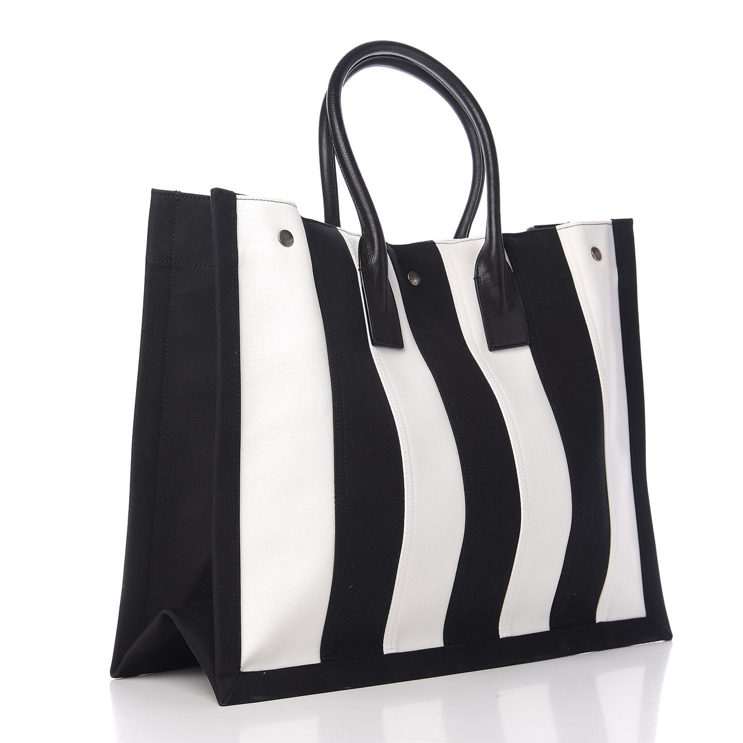 Canvas Noe Striped Tote Black White