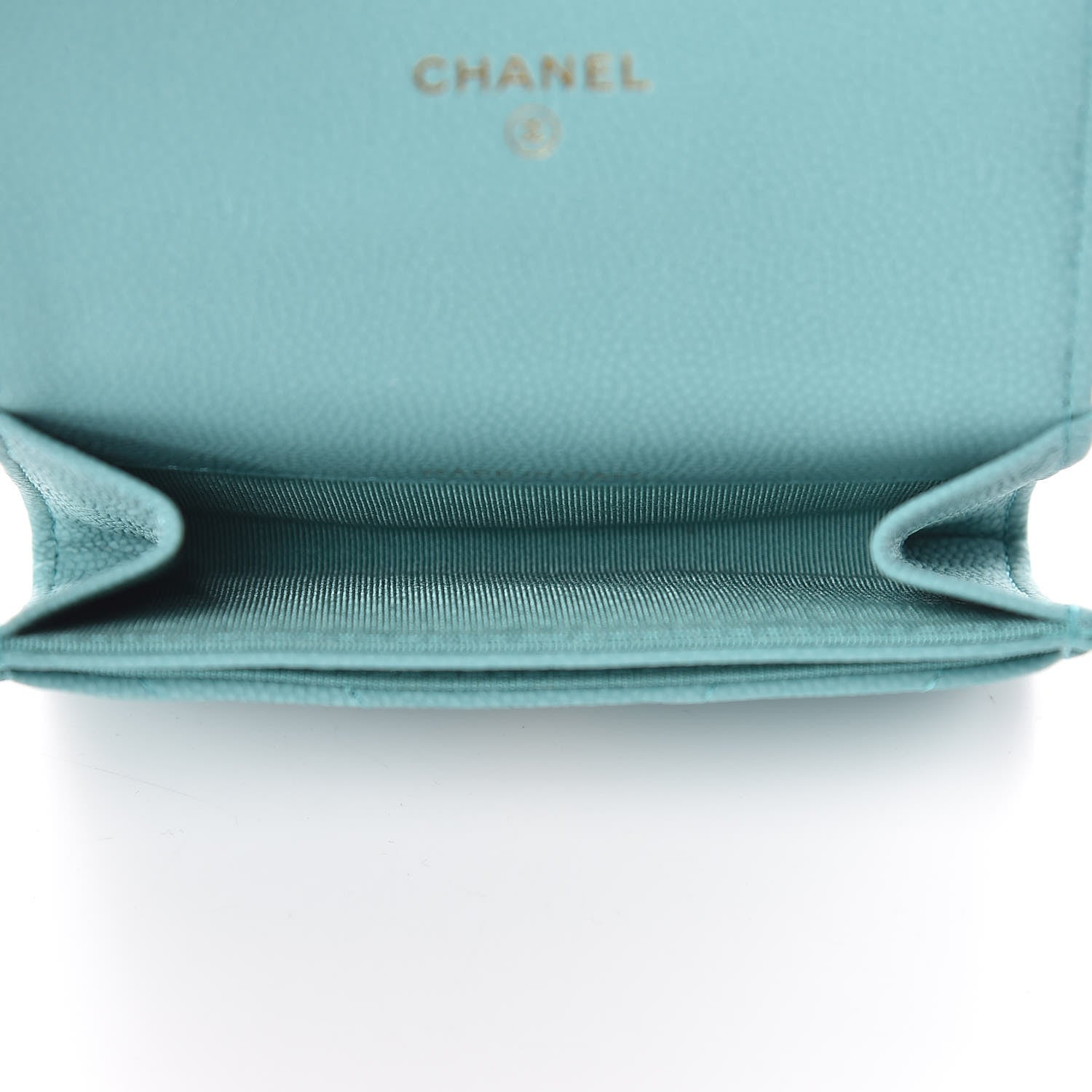 Chanel Caviar Chevron Quilted Card Holder Wallet Green 5 of 9