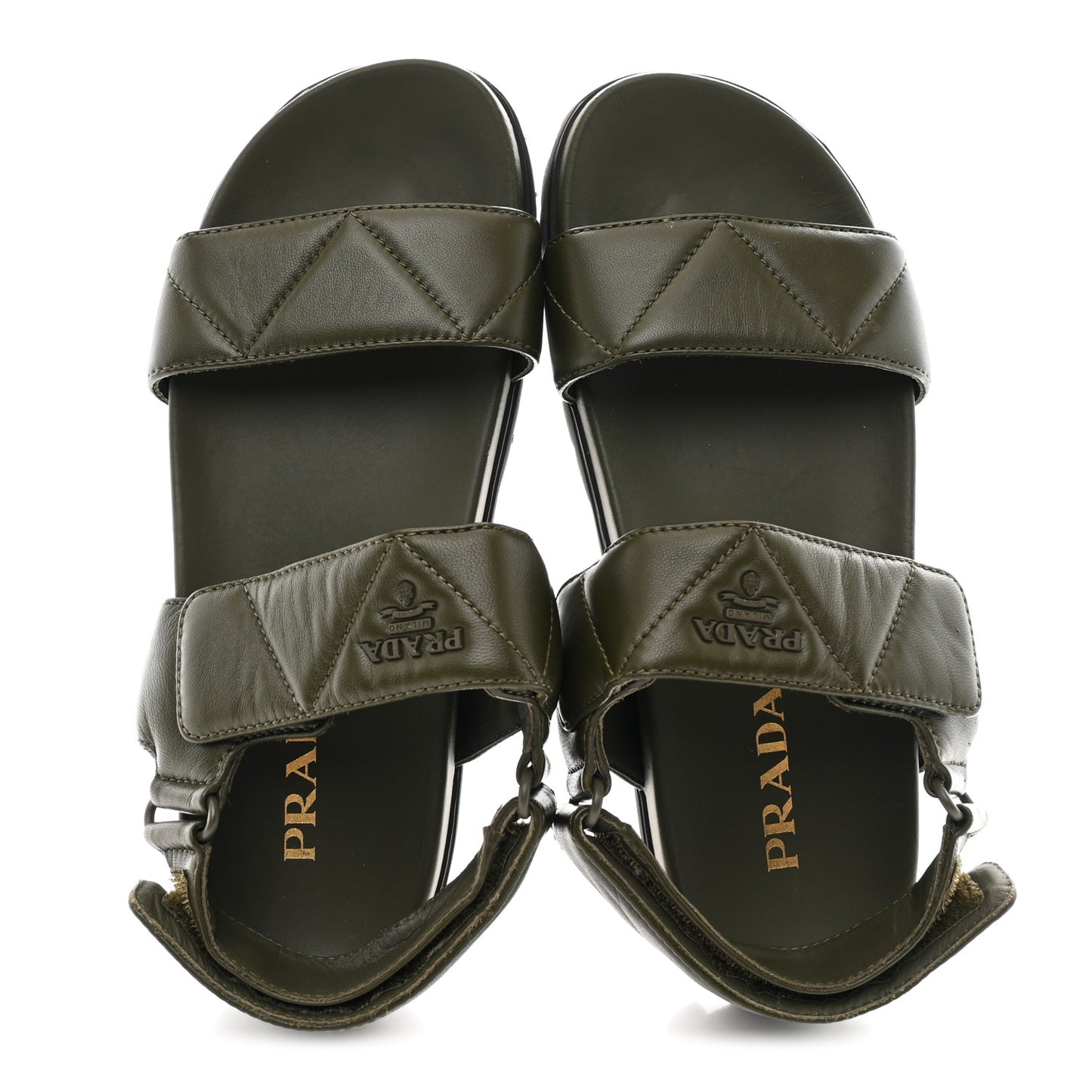 Nappa Quilted Padded Slingback Sandals 40 Militare