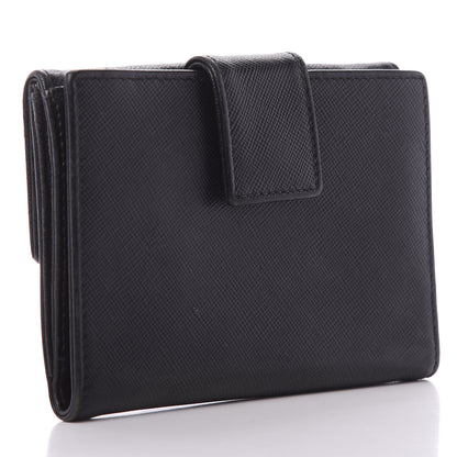 Prada Saffiano Tri-Fold Compact Wallet Black 3 of 10
