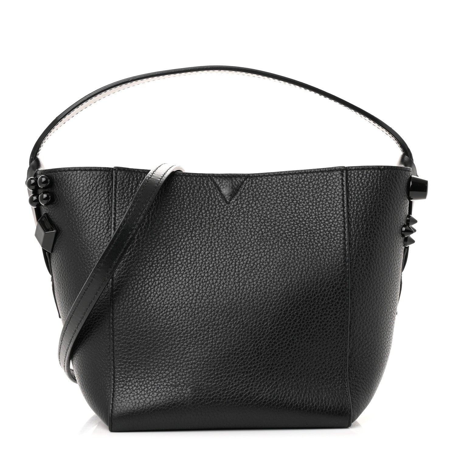 Christian Louboutin Calfskin Empire Spike Studded Mini Cabachic Bucket Bag Black 1 of 13