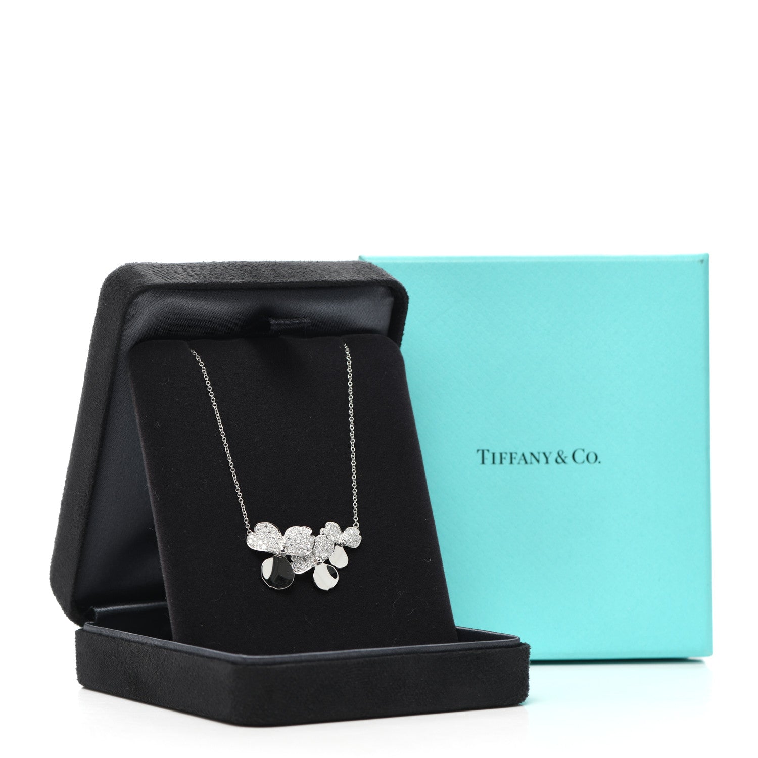 Tiffany Platinum Diamond Mini Paper Flowers Cluster Pendant Necklace 7 of 7