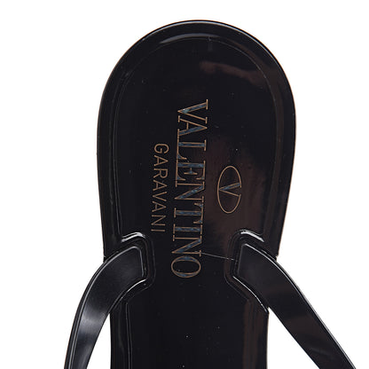 Valentino Garavani PVC Jelly Rockstud Bow Thong Sandals 37 Black 7 of 8