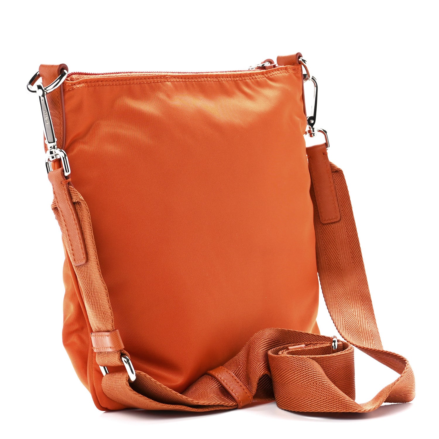 Prada Tessuto Nylon Saffiano Flat Messenger Bag Papaya 3 of 11