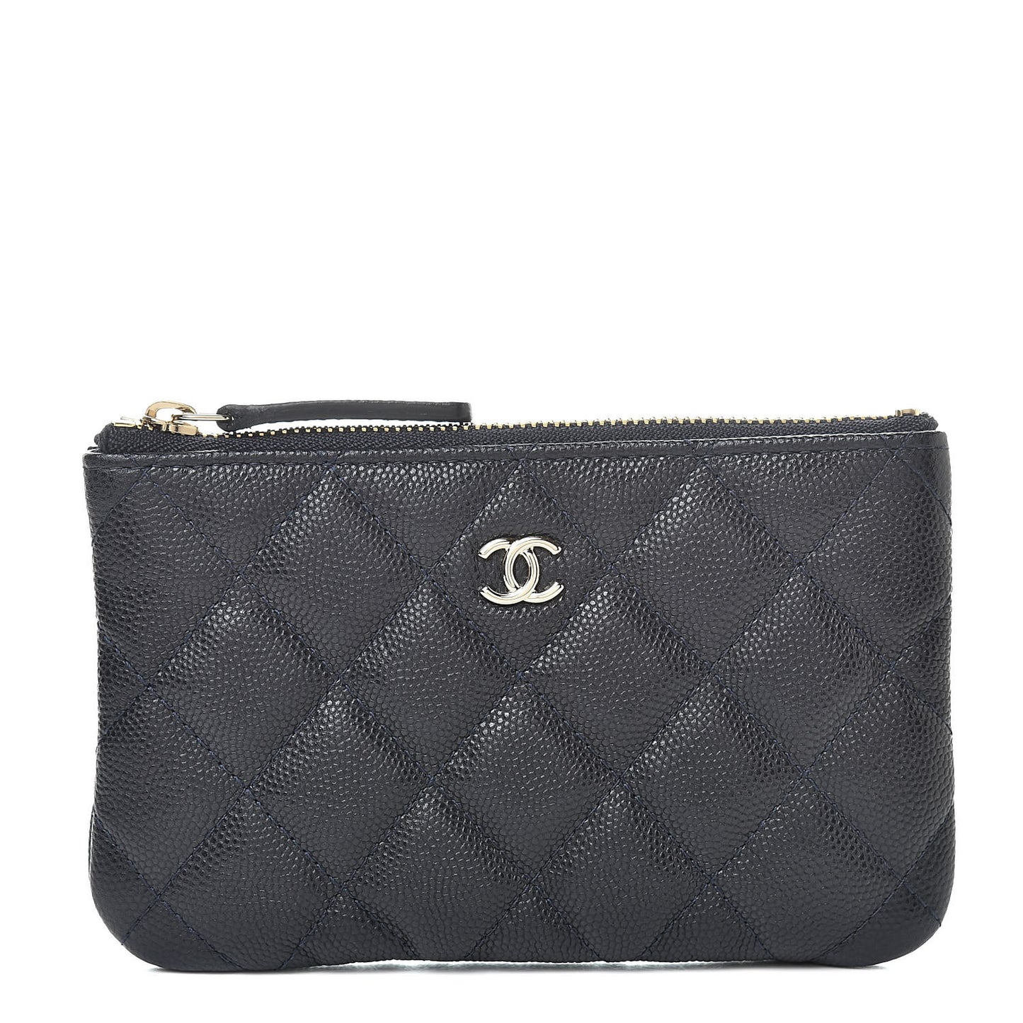 Caviar Quilted Small Cosmetic Case Navy