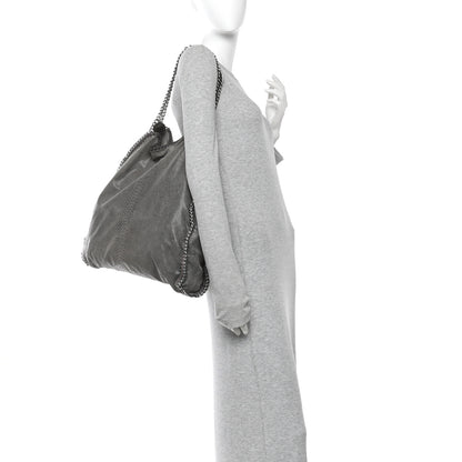 Stella McCartney Metallic Faux Snakeskin Big Falabella Tote Grey 2 of 13