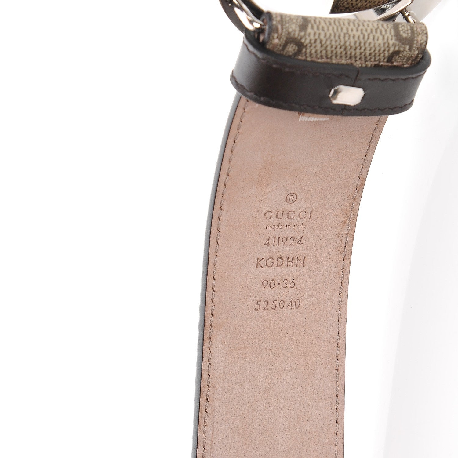 Gucci GG Supreme Monogram Selleria Calfskin Interlocking G 40mm Belt 90 36 Beige Ebony Cocoa 4 of 8
