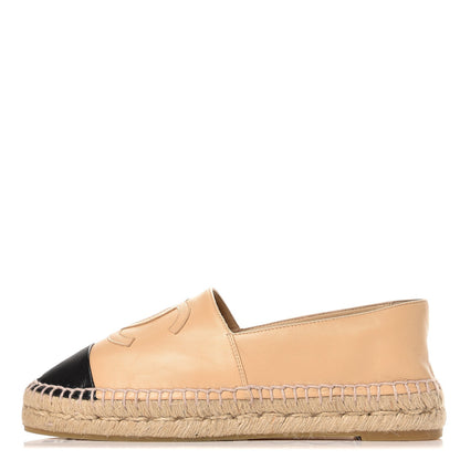 Chanel Lambskin CC Espadrilles 38 Beige Black 1 of 11