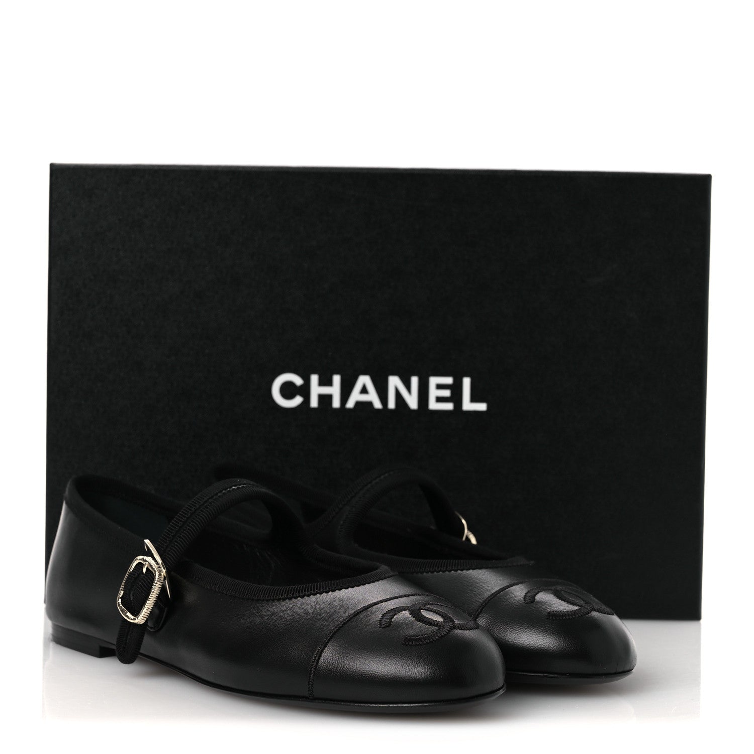 Chanel Lambskin Mary Jane Flats 37.5 Black 11 of 11