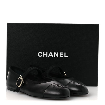 Chanel Lambskin Mary Jane Flats 37.5 Black 11 of 11