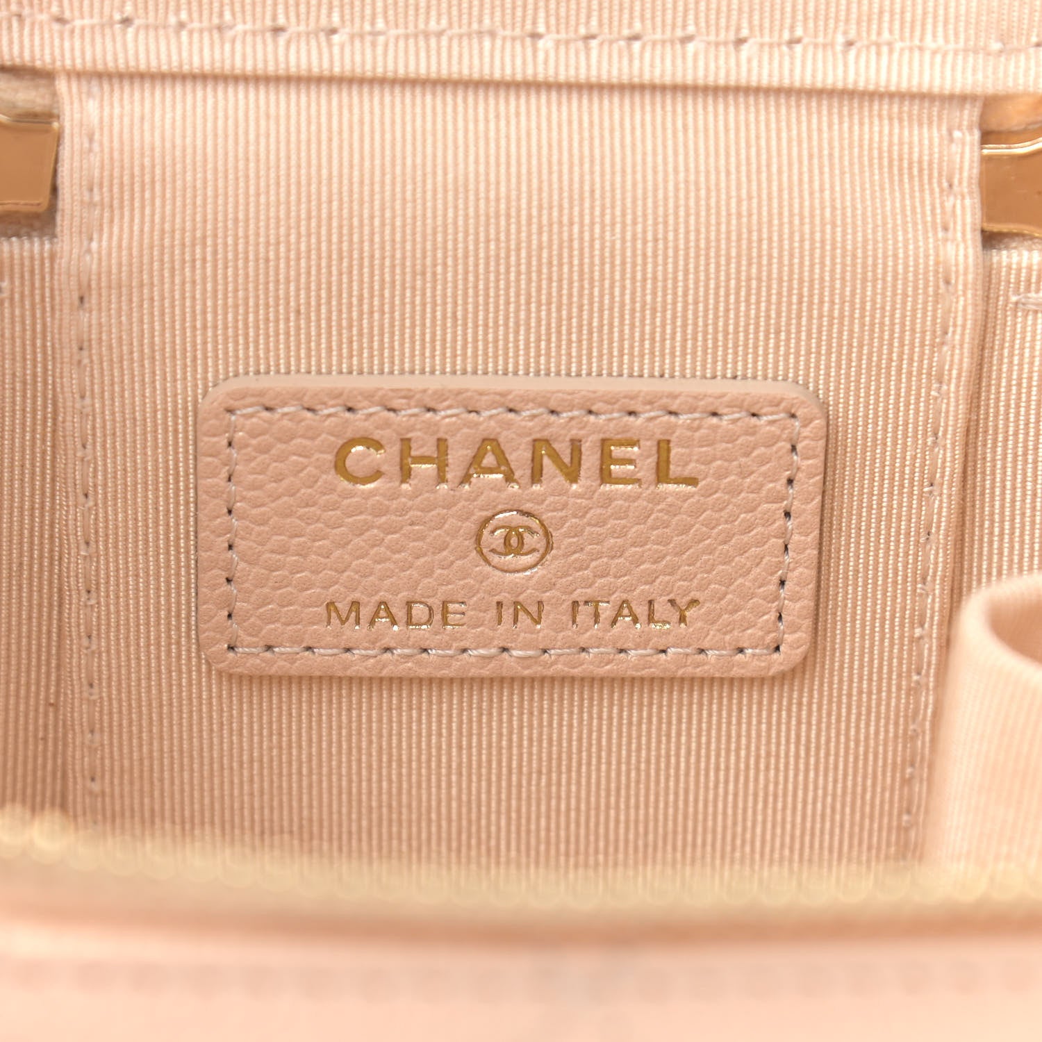 Chanel Iridescent Caviar Quilted Mini Pearl On Top Vanity Case With Chain Beige 6 of 9