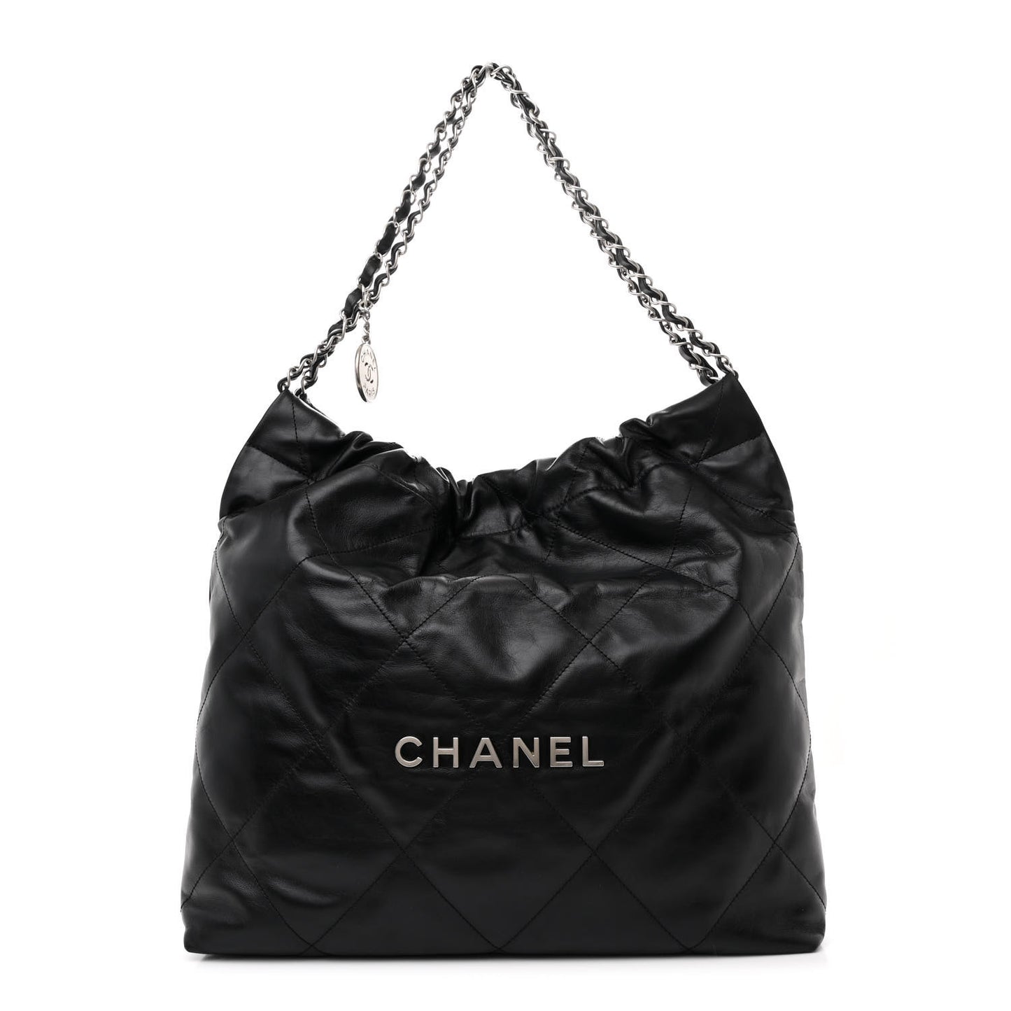 Shiny Calfskin Quilted Chanel 22 Black