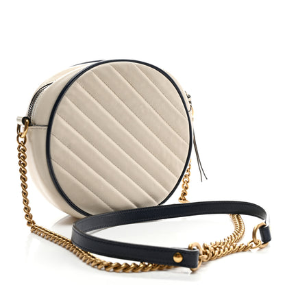 Gucci Azalea Calfskin Matelasse Diagonal Mini Torchon GG Marmont Round Shoulder Bag Mystic White Blue Agata 3 of 11