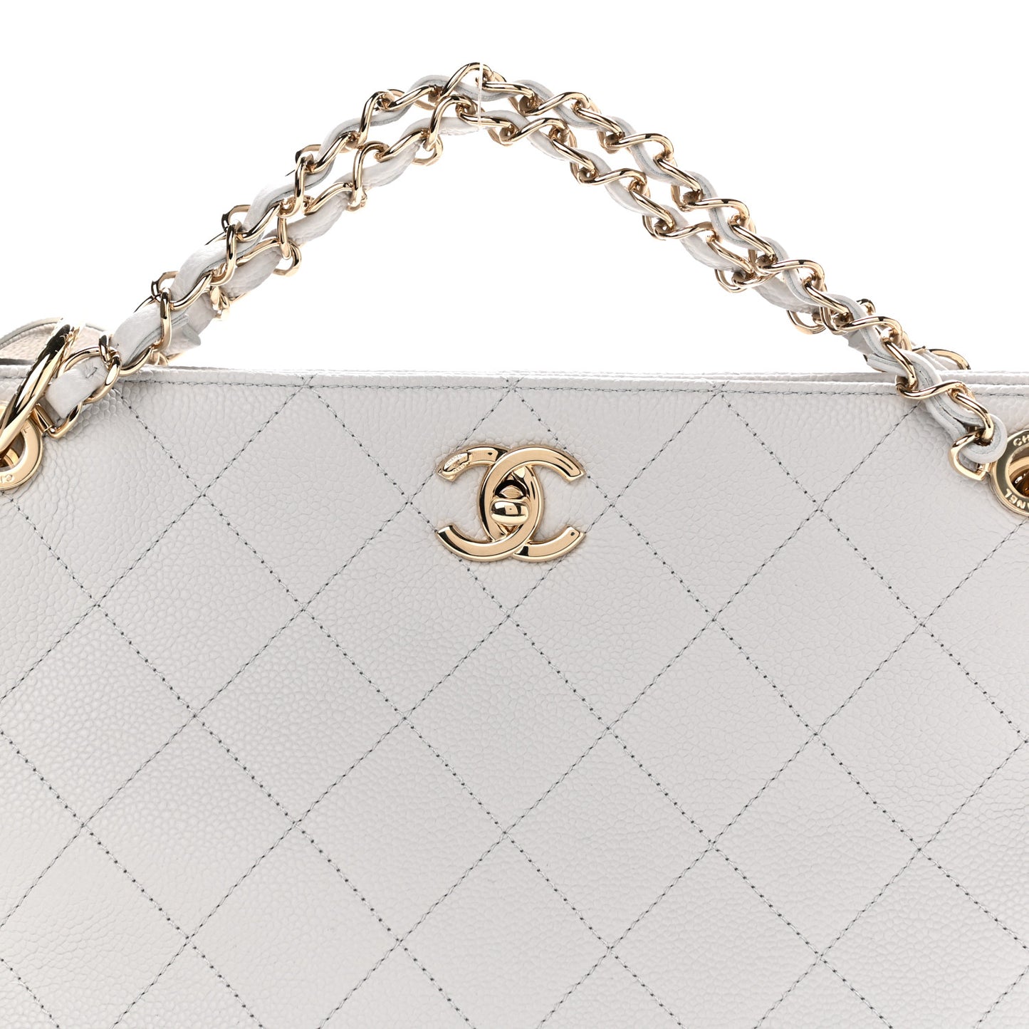 Caviar Quilted City Walk Hobo Light Grey