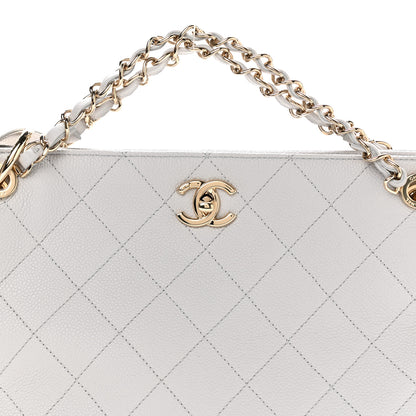 Chanel Caviar Quilted City Walk Hobo Light Grey 8 of 10