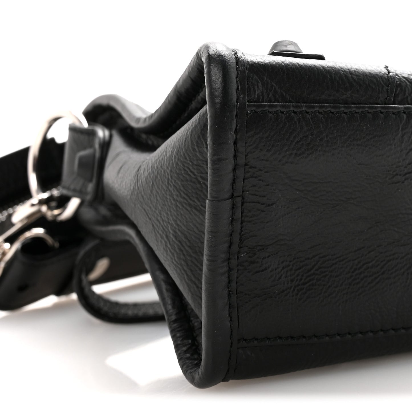 Matte Goatskin Rubber Covered Classic Hardware Mini City Black