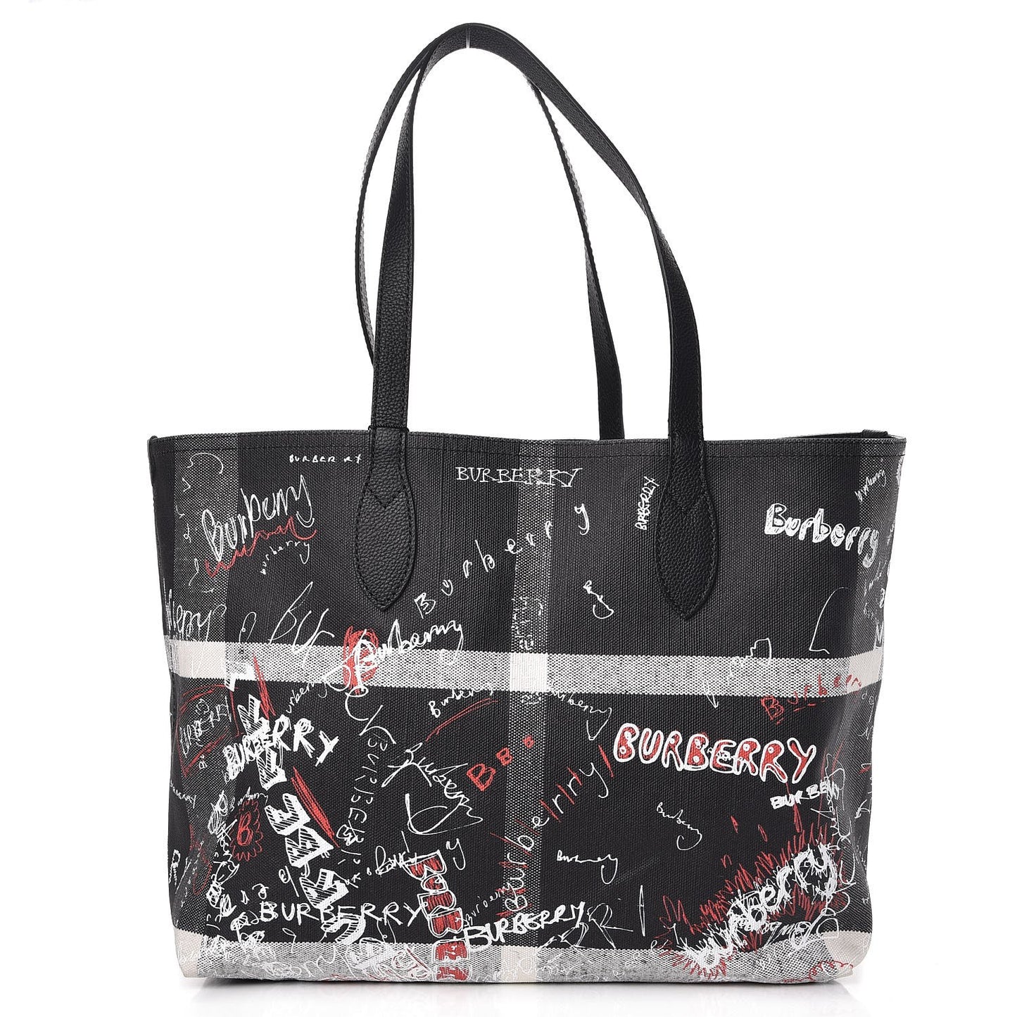 Coated Canvas Mega Check Sketchbook Medium Reversible Doodle Tote Black