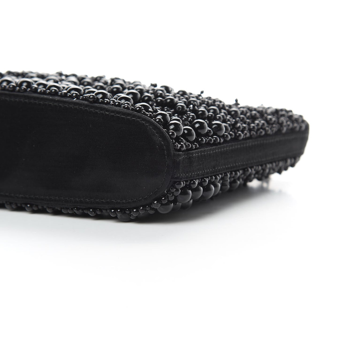 Satin Beaded CC Evening Bag Black