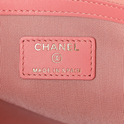 Chanel Lambskin Quilted Large Cosmetic Case Pink 6 of 8