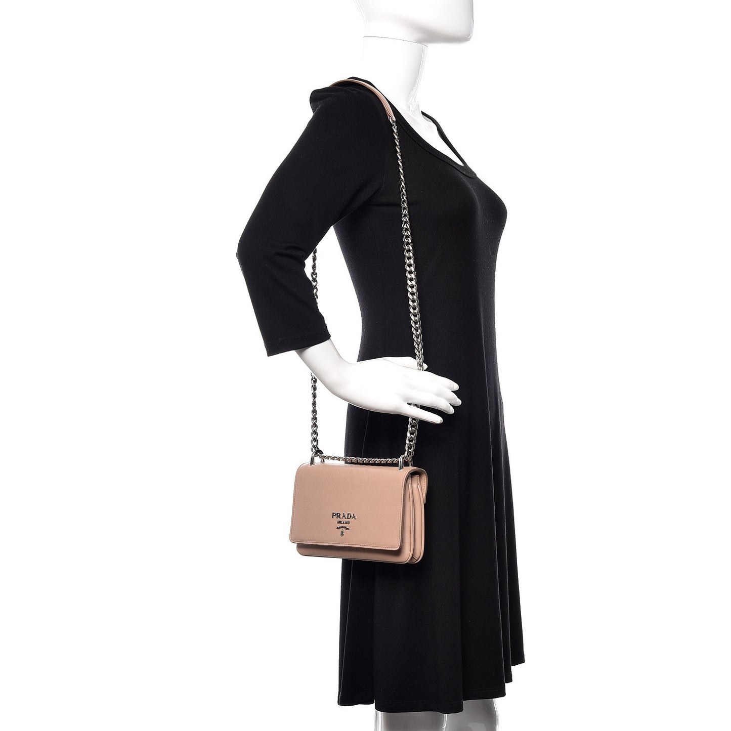 Saffiano Soft Calfskin Chain Crossbody Bag Cipria