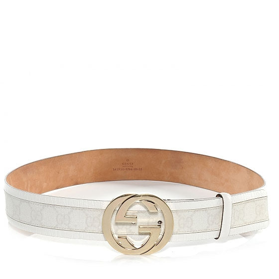 GG Plus Monogram Calfskin Interlocking G 40mm Belt 80 32 White