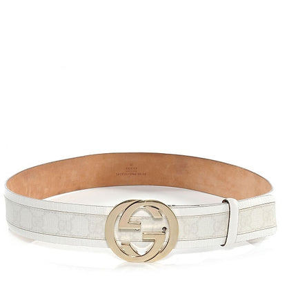 Gucci GG Plus Monogram Calfskin Interlocking G 40mm Belt 80 32 White 1 of 4
