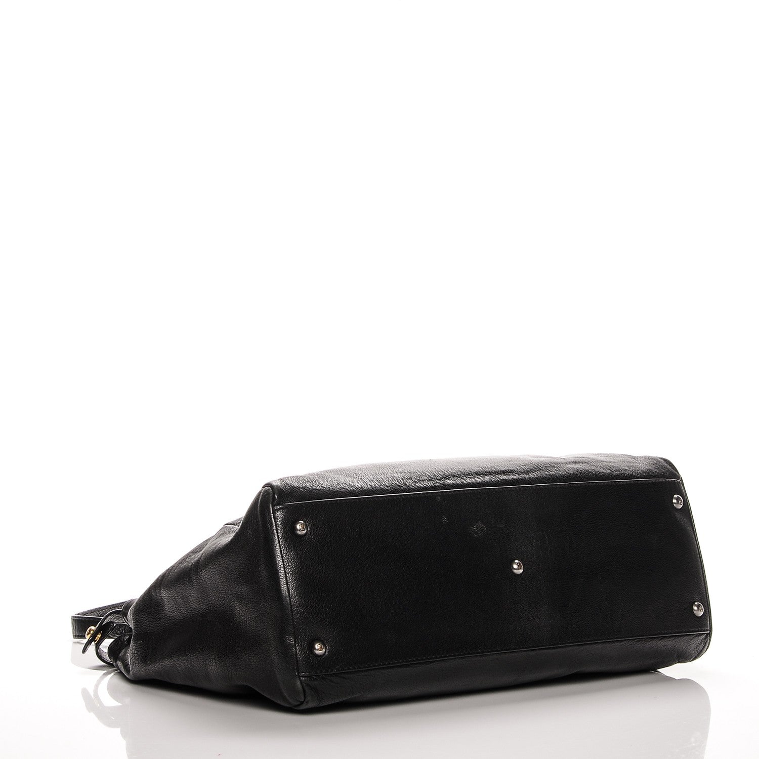 Fendi Goatskin Zucca Large Peekaboo Iconic Satchel Black Tobacco 3 of 9