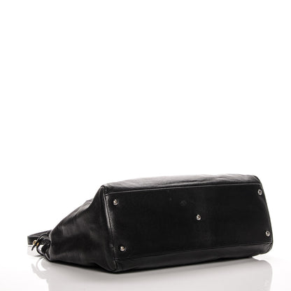 Fendi Goatskin Zucca Large Peekaboo Iconic Satchel Black Tobacco 3 of 9