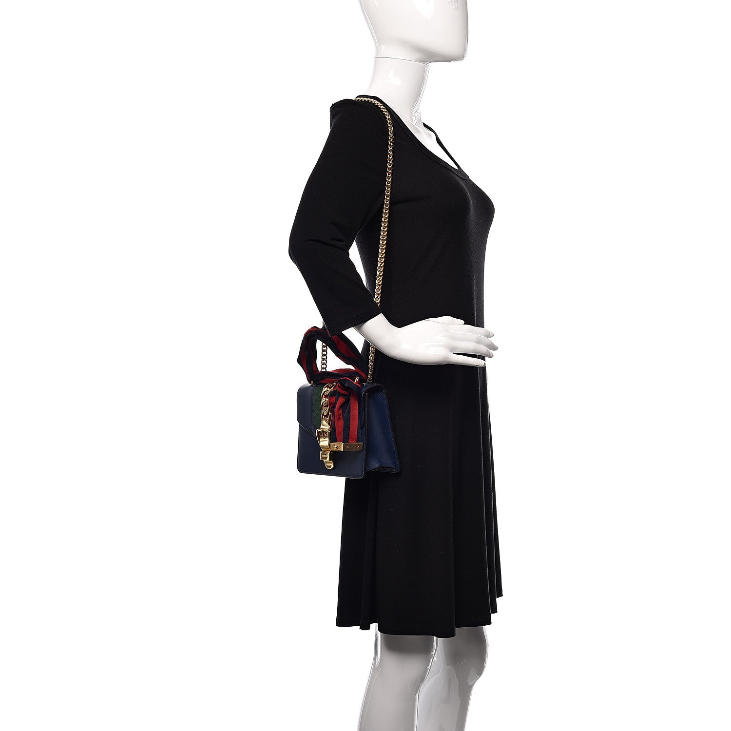 Gucci Calfskin Mini Sylvie Chain Shoulder Bag Blue Agata 2 of 10