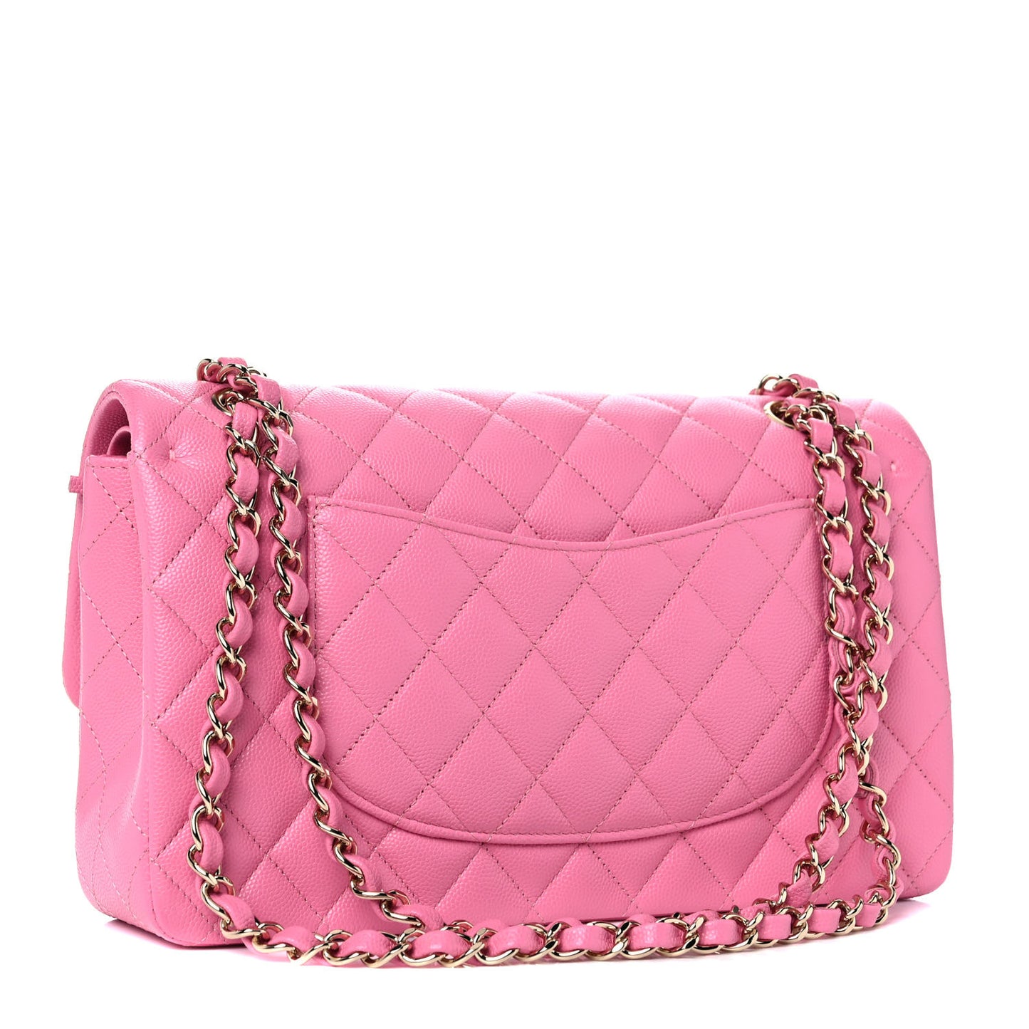 Caviar Quilted Medium Double Flap Pink