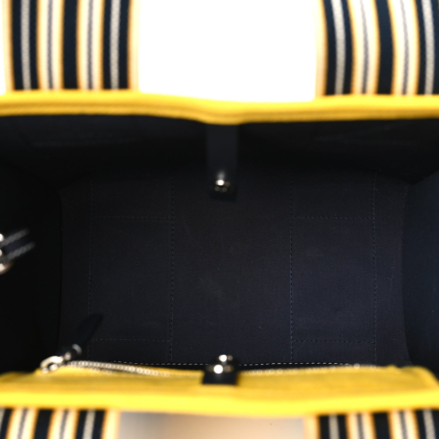 Cotton Canvas Mini The Suitcase Stripe Tote Sunny Yellow Blue Navy