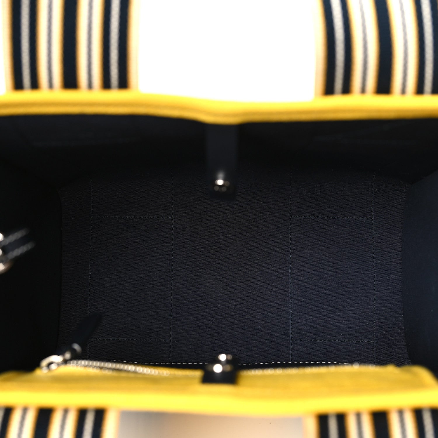 Loro Piana Cotton Canvas Mini The Suitcase Stripe Tote Sunny Yellow Blue Navy 5 of 8