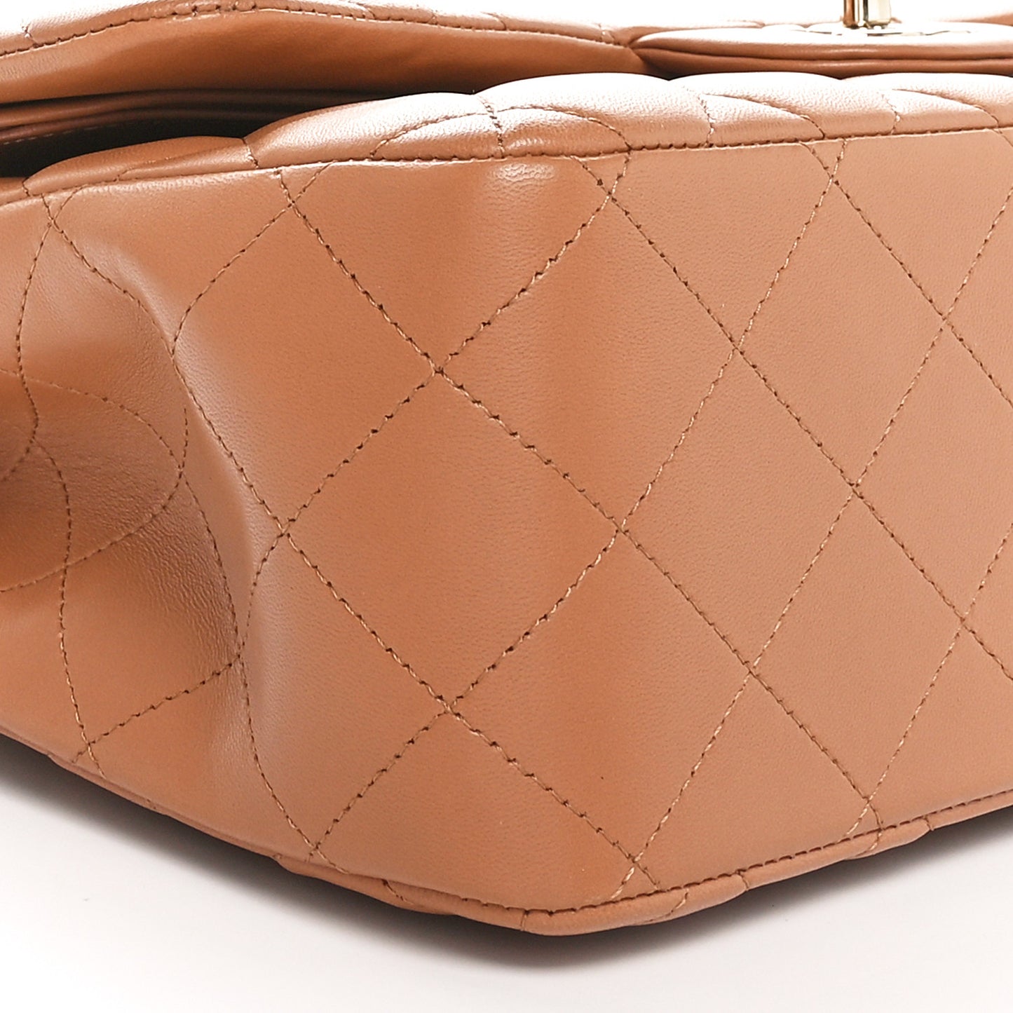 Lambskin Quilted Jumbo Double Flap Beige