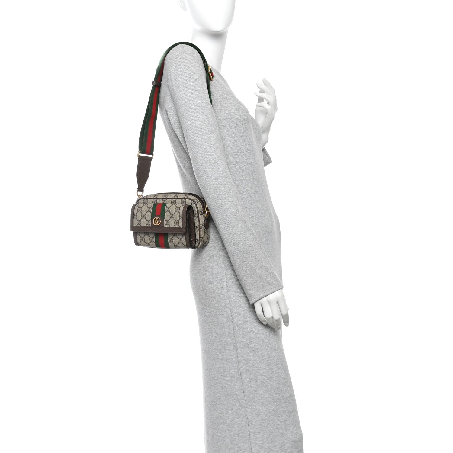 Gucci GG Supreme Monogram Web Mini Ophidia Bag Beige Ebony 2 of 10