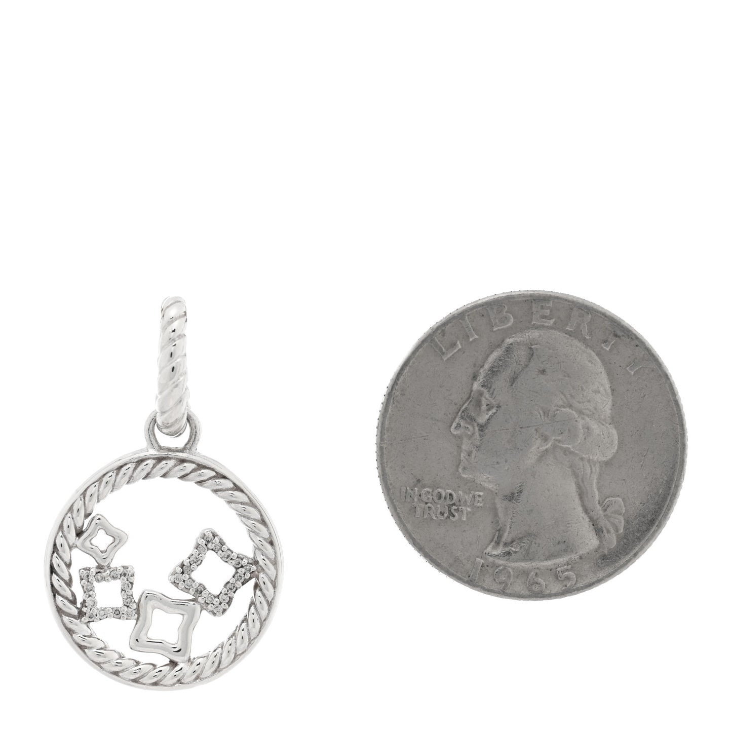 Sterling Silver Diamond Small Quatrefoil Pendant