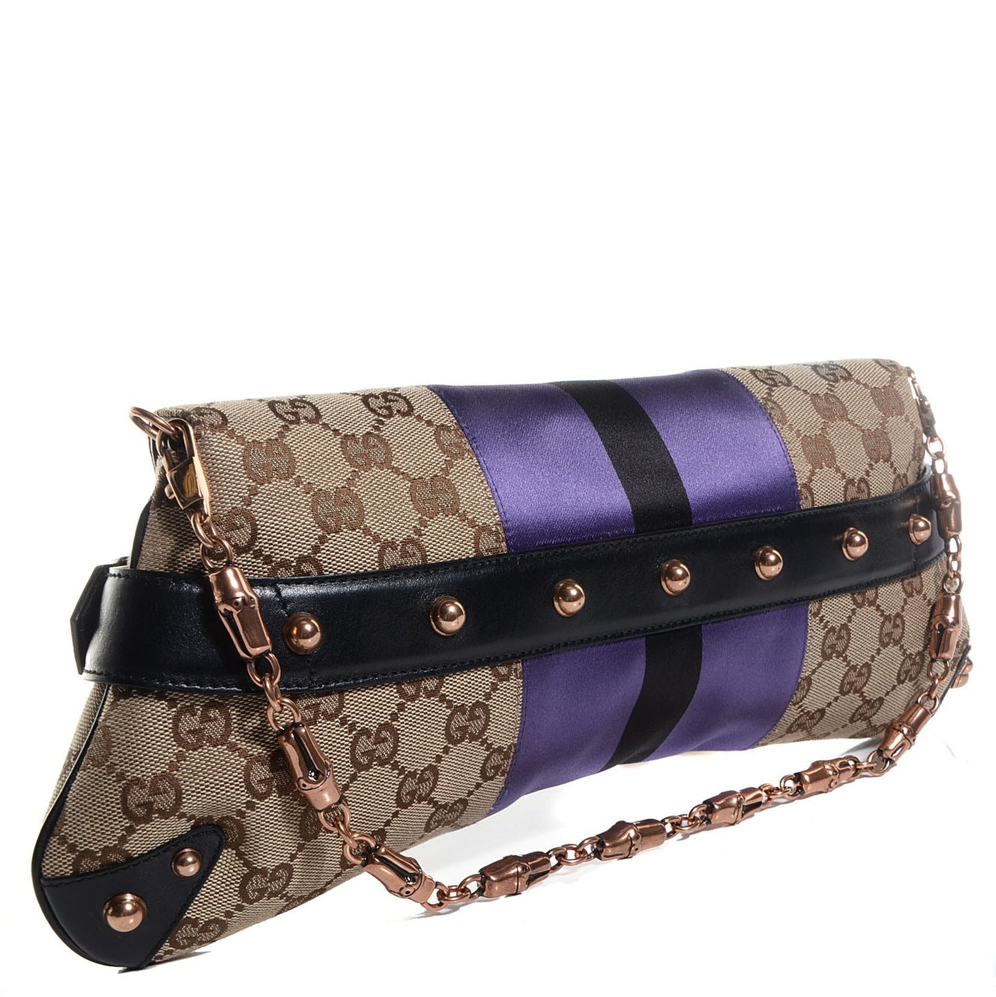 Monogram Horsebit Web Clutch Purple