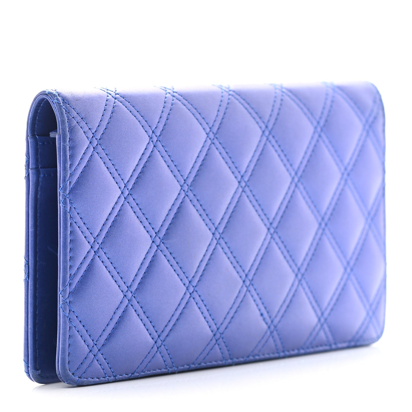 Lambskin Quilted Yen Wallet Dark Blue