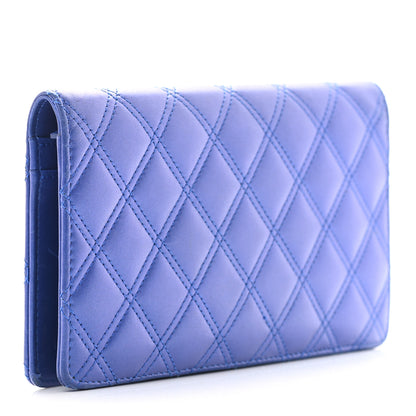 Chanel Lambskin Quilted Yen Wallet Dark Blue 3 of 8