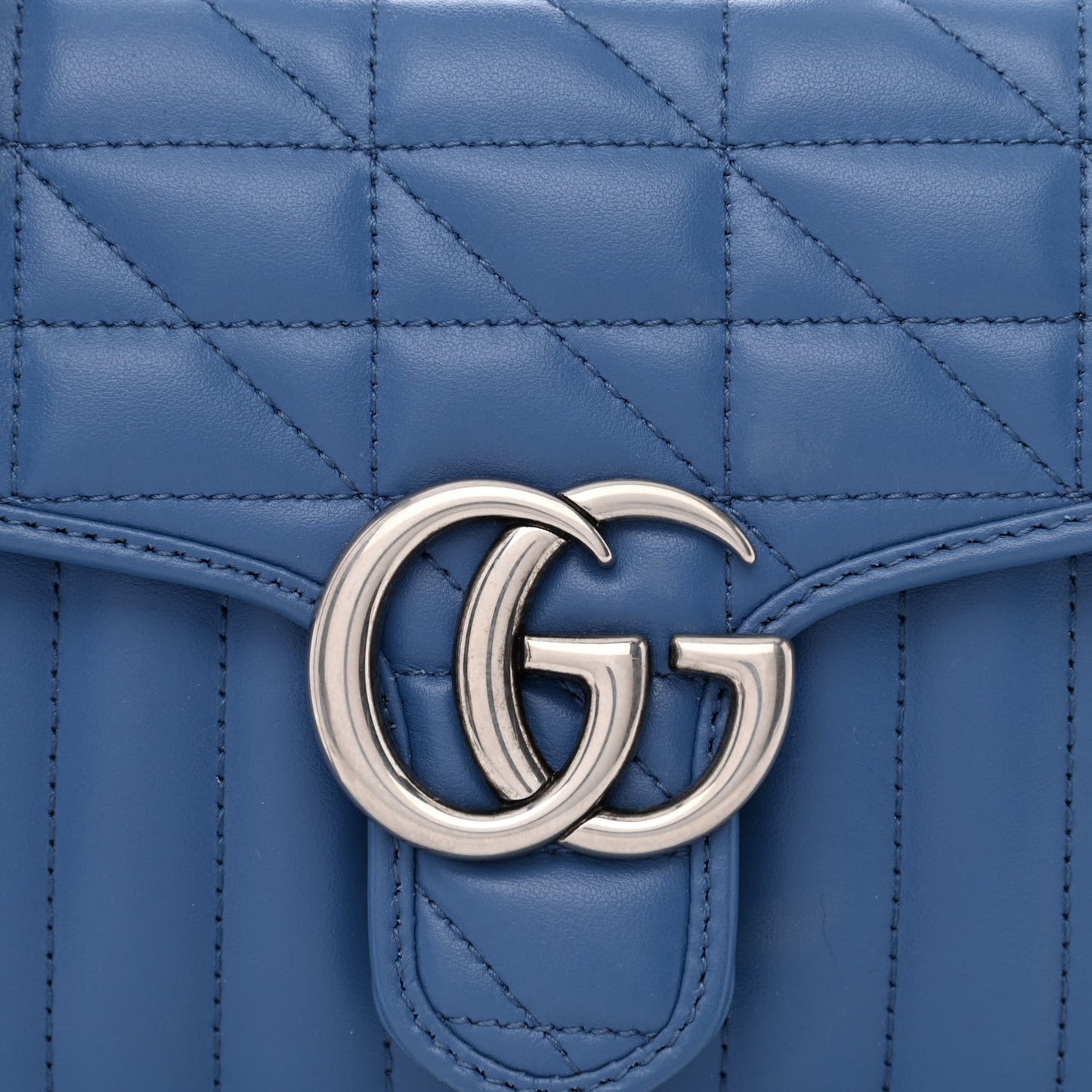 Calfskin Matelasse Aria Mini GG Marmont Top Handle Shoulder Bag Clear Blue