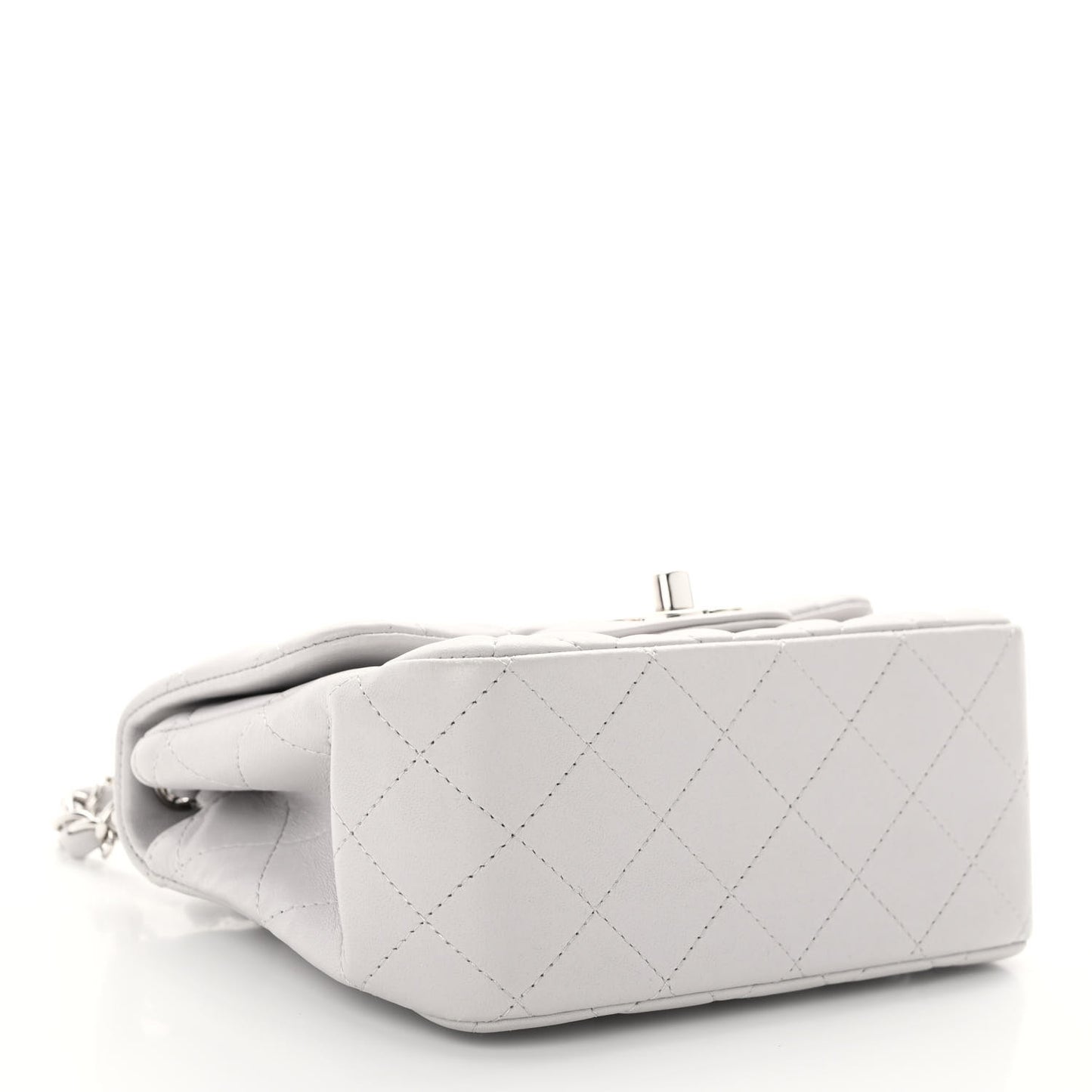 Lambskin Quilted Mini Square Flap Light Grey