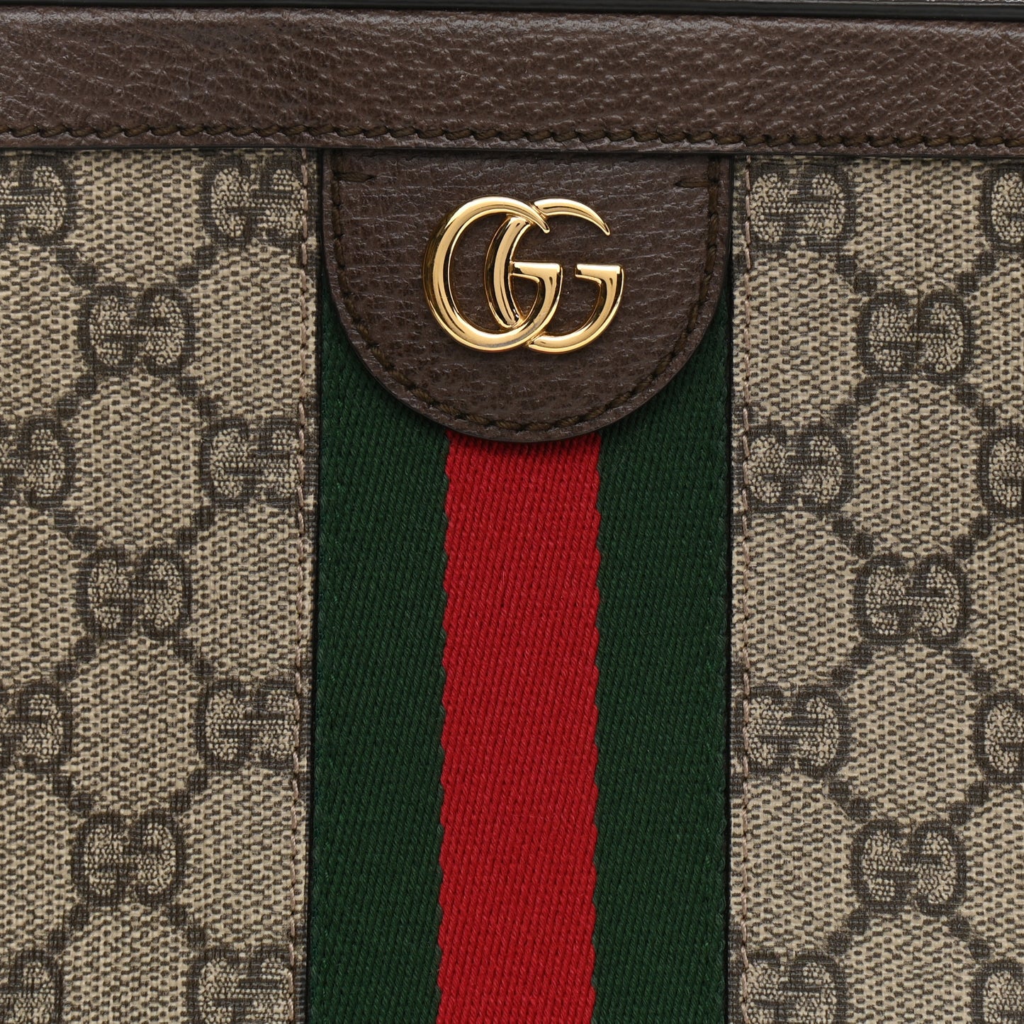 GG Supreme Monogram Web Small Ophidia Top Handle Shoulder Bag Brown