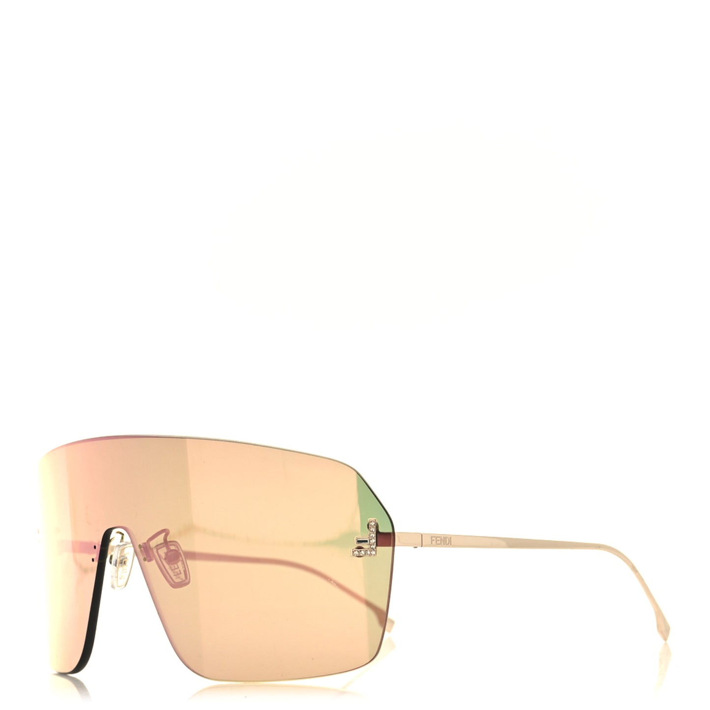 Metal Crystal Fendi First Shield Sunglasses FE4121US Gold
