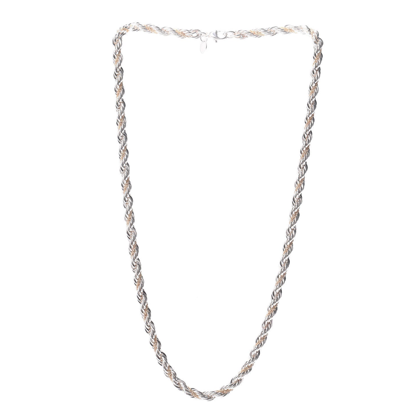 Sterling Silver 18K Yellow Gold Rope Chain Necklace 18"