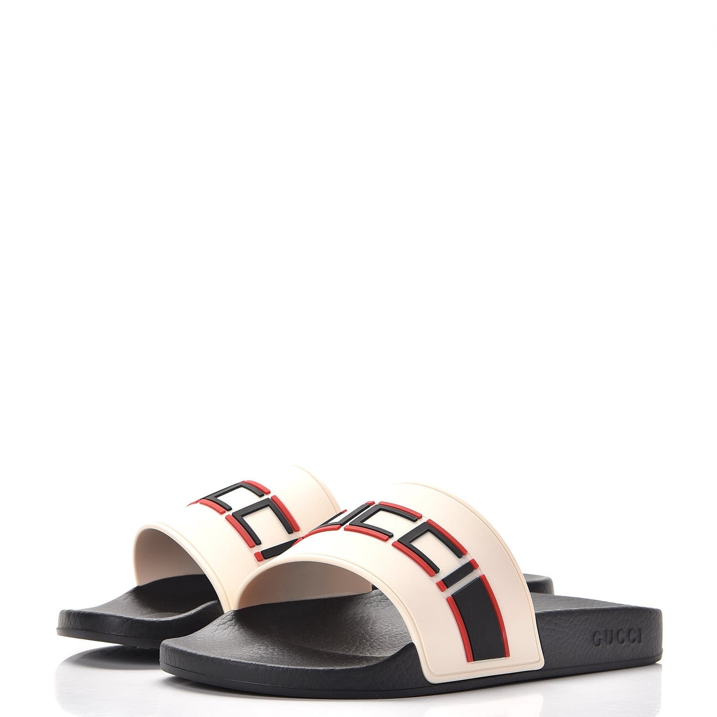 Rubber Stripe Mens Pool Slide Sandals 9 Ecru Poppy Black
